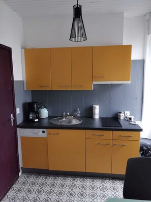 Réfrigérateur, micro-ondes, plaque de cuisson, lave-vaisselle