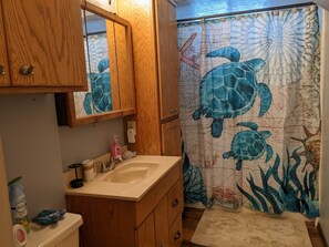 Ensemble douche/baignoire, sèche-cheveux, serviettes fournies