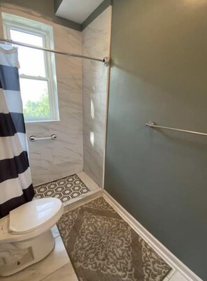 Ducha, toallas, jabón, papel higiénico