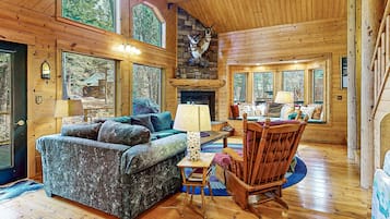 Televisio, takka, kirjoja