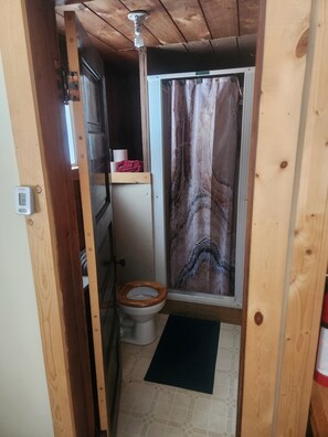 Douche, serviettes fournies, savon, papier toilette
