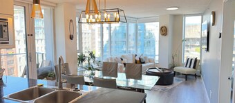 Recently Renovated 10m Walk BC PLACE  2.5bdrm Condo w Parking, Pool, Sauna + A/C