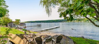 Lakefront gem with game room and dock - the house that almost floated away