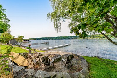 Lakefront gem with game room and dock - the house that almost floated away