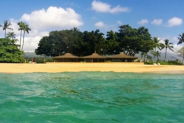 Beach nearby, sun-loungers, beach towels