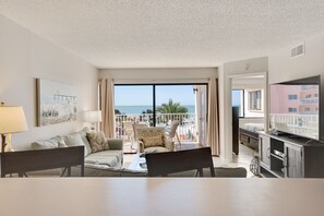 TV - Beach Palms 204 – Gulf-Front Balcony, Heated Pool, Updated Kitchen & Direct Beach Access (Indian Shores)