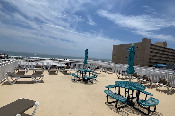 Rooftop sundeck with views of the beach, ocean, and world famous boardwalk.