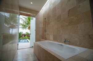 Luxury Villa | Bathroom | Hair dryer, bathrobes, slippers, towels