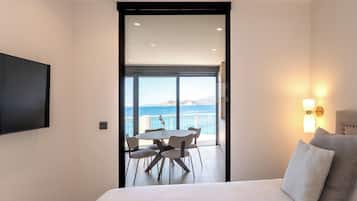 Premium Apartment, 1 Bedroom, Terrace, Sea View | Living area | 50-inch Smart TV with digital channels, TV