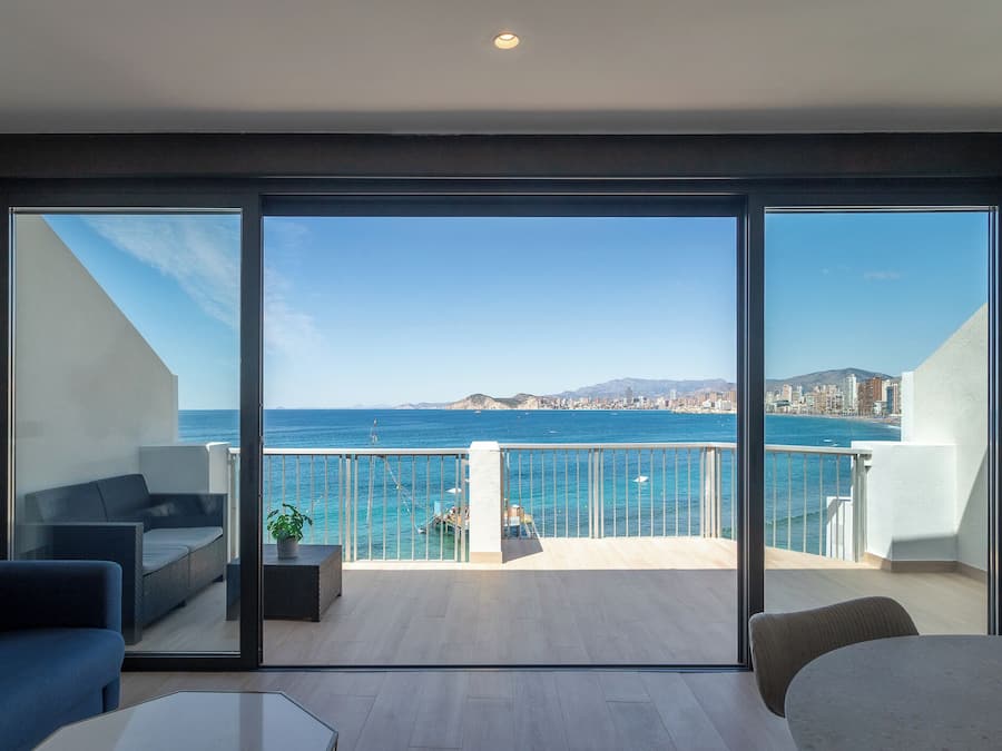 Premium Apartment, 1 Bedroom, Terrace, Sea View | Living area | 50-inch Smart TV with digital channels, TV