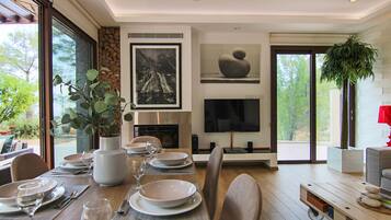 Biệt thự Cao cấp | Khu phòng khách | TV, lò sưởi