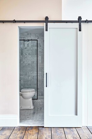 Regadera, secadora de cabello, toallas, shampoo 