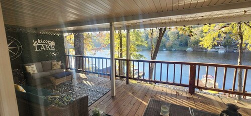 Lake shore home right on the water with private boat dock