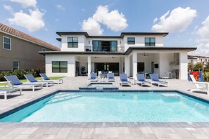 Pool - Modern Chic 9 Bedroom Mansion Sleeps 20 with Themed Rooms at Reunion Resort (Kissimmee)