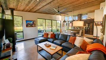 TV, fireplace, DVD player, stereo