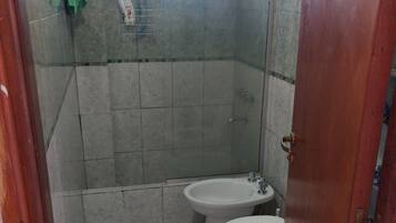 Shower, bidet, towels, soap