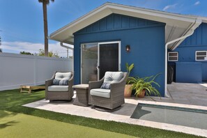 Terrace/patio - Renovated home w/fenced yard, brand-new pool, spa, foosball - steps to beach (Holmes Beach)