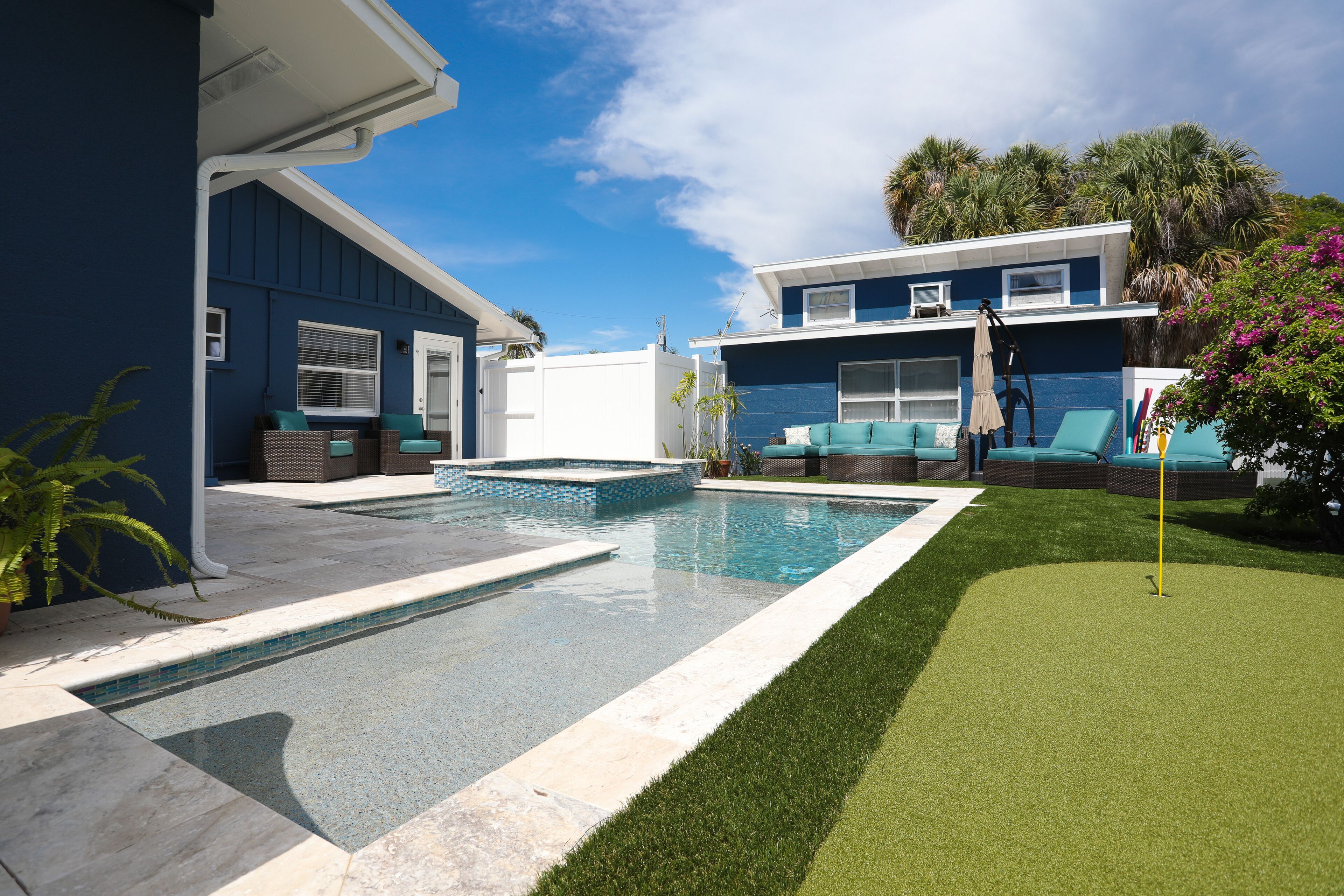 Renovated home w/fenced yard, brand-new pool, spa, foosball - steps to beach