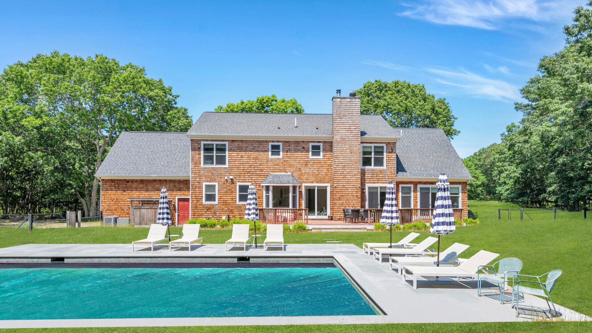 Timeless East Hampton retreat with expansive outdoor space, large saltwater...