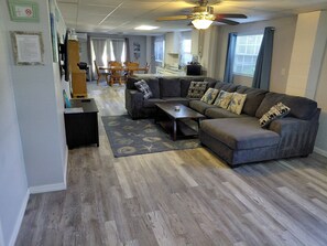 TV connectée, cheminée, livres