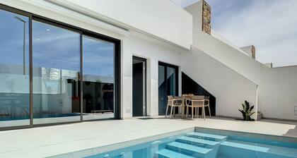 Villa with private roof terrace, patio with pool