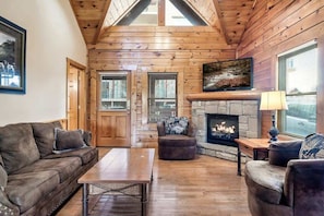 TV, fireplace, offices