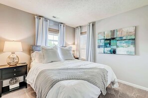 4 bedrooms, desk, iron/ironing board, travel cot