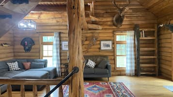 Smart TV, fireplace, video games, DVD player