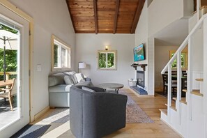 Smart TV, chimenea, reproductor de DVD