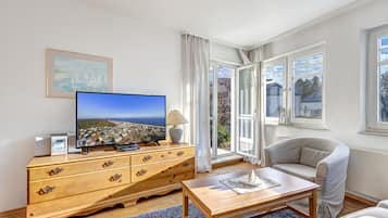 TV, DVD player, table tennis, books