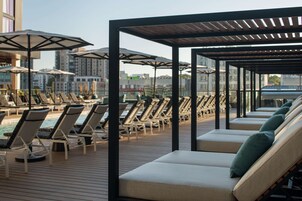 Outdoor pool, pool loungers