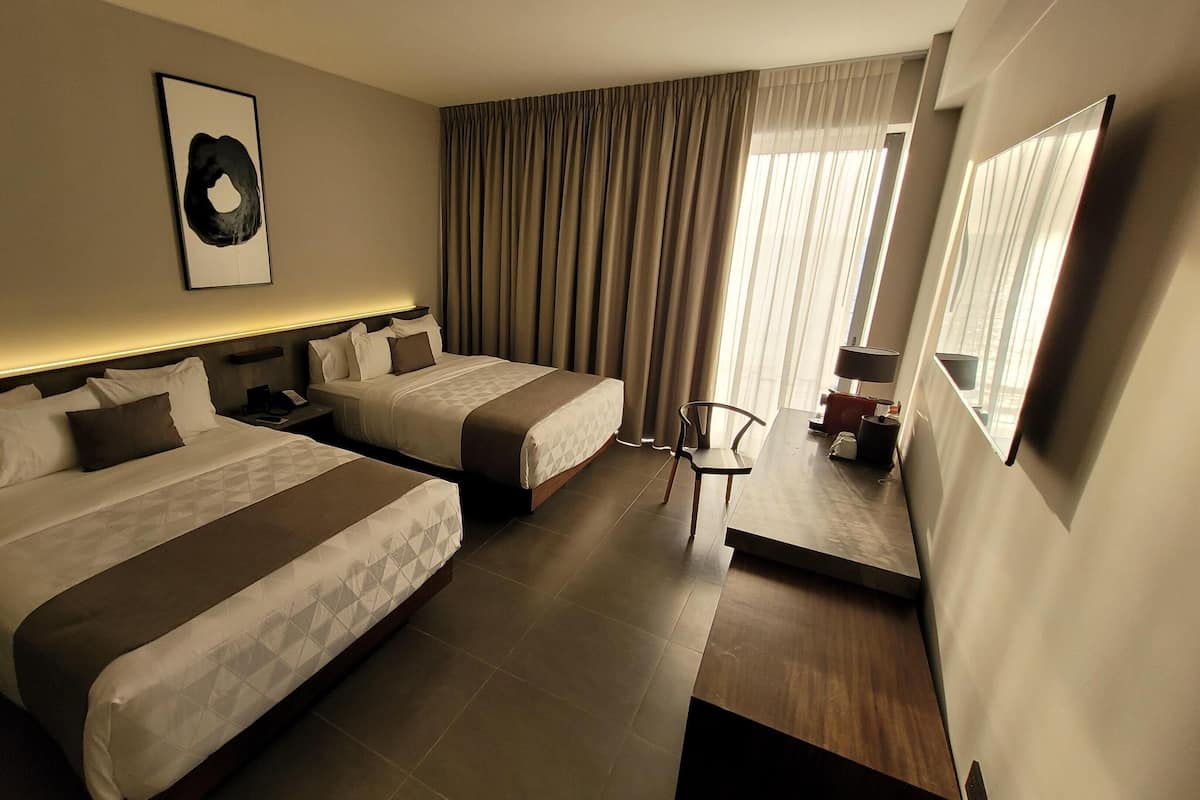 In-room safe, desk, laptop workspace, blackout drapes