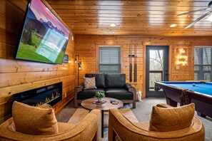 Smart TV, fireplace, video games