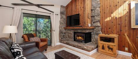 TV, fireplace, DVD player, stereo