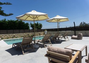Outdoor pool, pool loungers