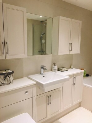 Combined shower/bathtub, hair dryer, towels, soap - Gorgeous garden flat in Highgate with ping pong table! (London)