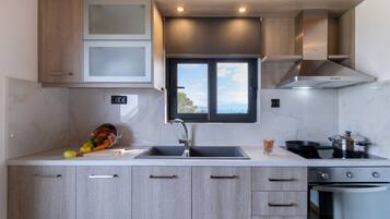 Fridge, oven, stovetop, coffee/tea maker