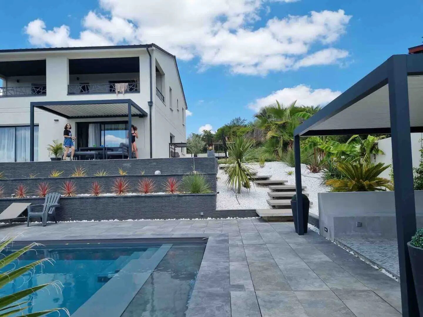 Piscine extérieure, piscine chauffée