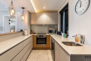 Fridge, microwave, oven, dishwasher