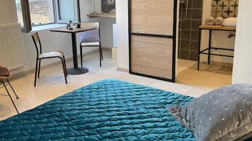 Premium bedding, blackout curtains, soundproofing, free WiFi