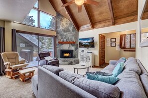 House, Multiple Beds, Hot Tub, Mountain View (Cold Creek Chalet) | Living area | 42-inch flat-screen TV with digital channels, fireplace