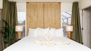 4 bedrooms, individually decorated, individually furnished, bed sheets