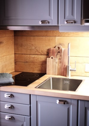 Fridge, microwave, stovetop, dishwasher