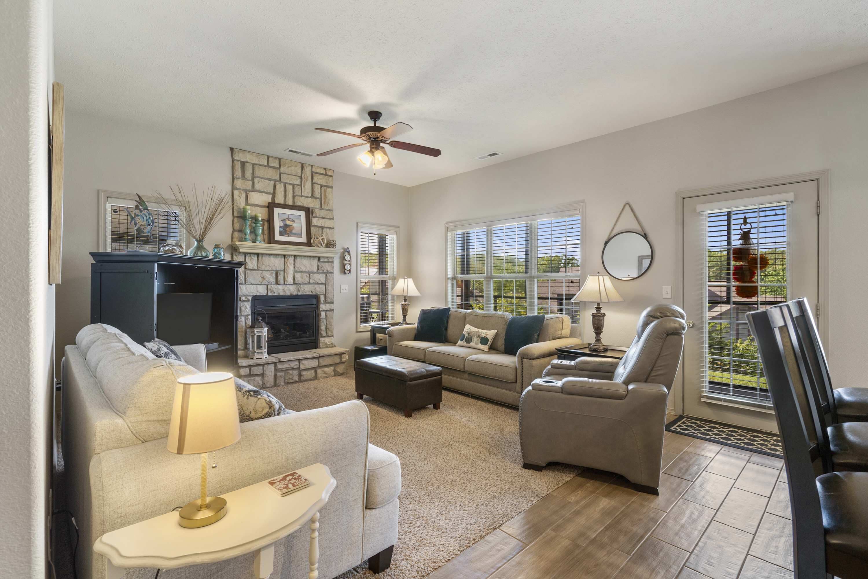 Cabin, Multiple Beds, Patio, Garden View (Bounty of Birdie Lane) | Living area | 40-inch flat-screen TV with digital channels, fireplace