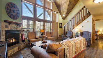 Cabin, Multiple Beds, Patio, Golf View (Fox Hollow Family Lodge) | Living area | 42-inch flat-screen TV with digital channels