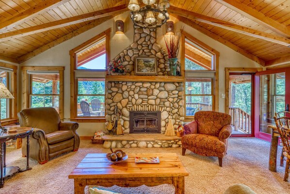 مدفأة، كُتُب، ستيريو