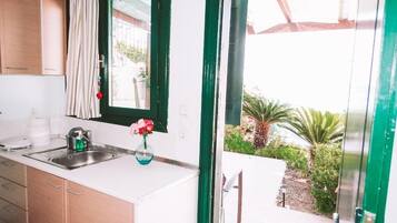 Fridge, electric kettle, toaster