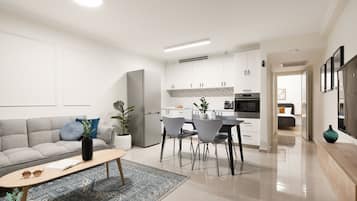 Appartement, 1 chambre (Alma #5 St.) | Cuisine privée | Réfrigérateur, micro-ondes, four, plaque de cuisson