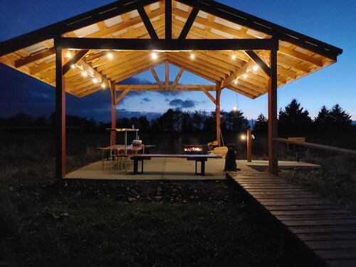Woodys Retreat  this rental includes the barn outdoor covered fire pit 