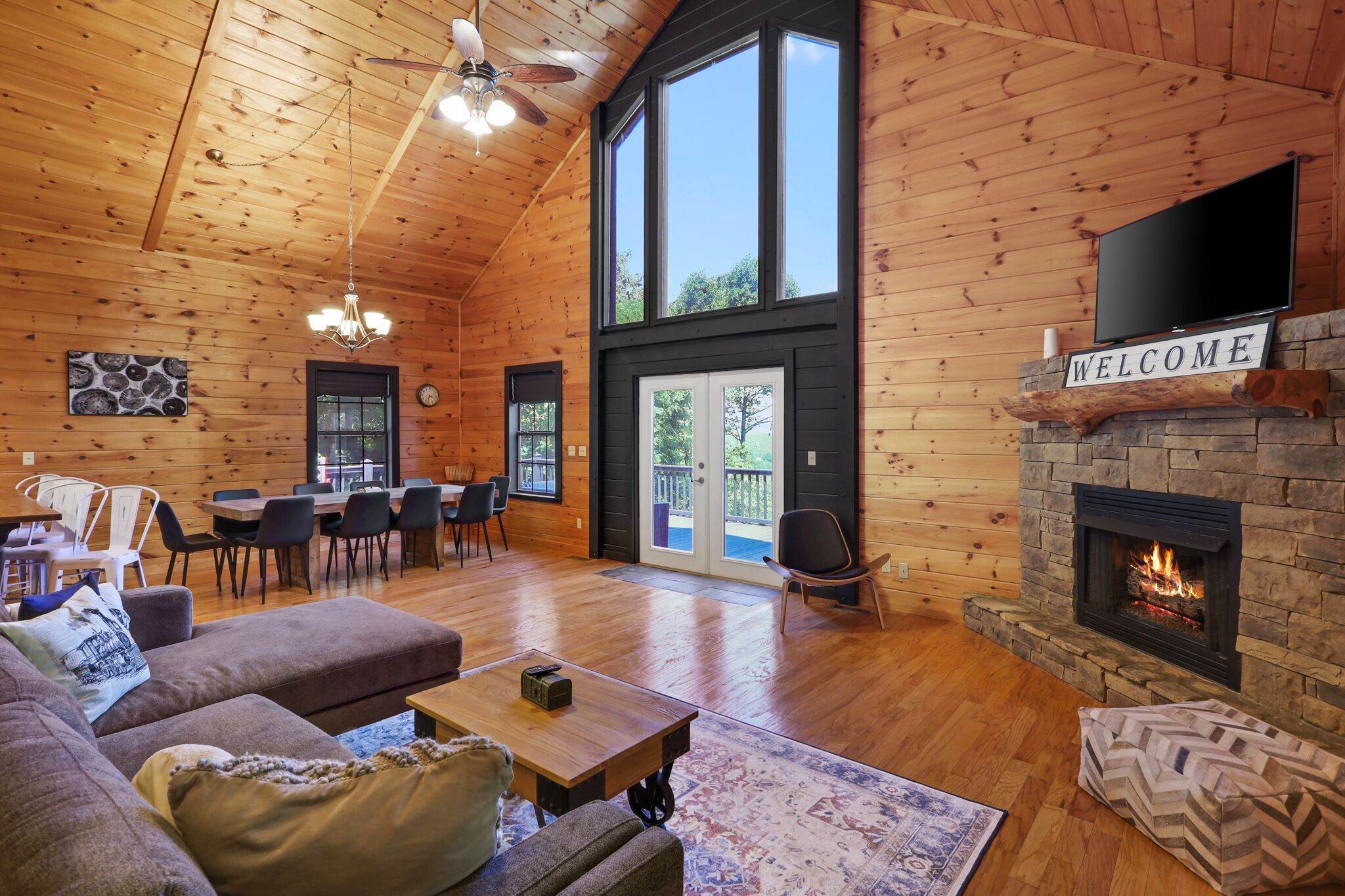 Smart TV, fireplace, video games